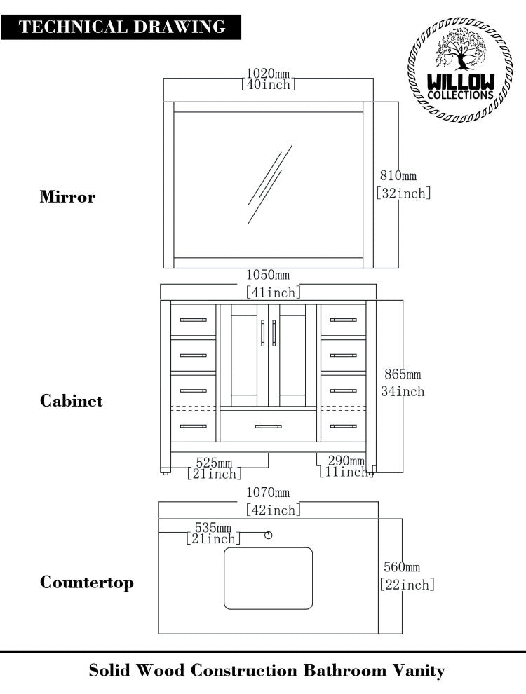 Malibu Mango 42 Single Sink Bath Vanity in Natural 2" Carrara Quartz