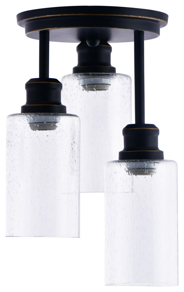 Lazzur Meuse 3 Light 10" Matte Black Semi-Flush Mount Ceiling Light