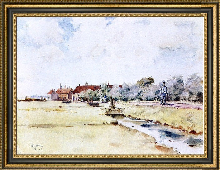 Frederick Childe Hassam Canal Scene Framed Premium Canvas Print, 21"x28"