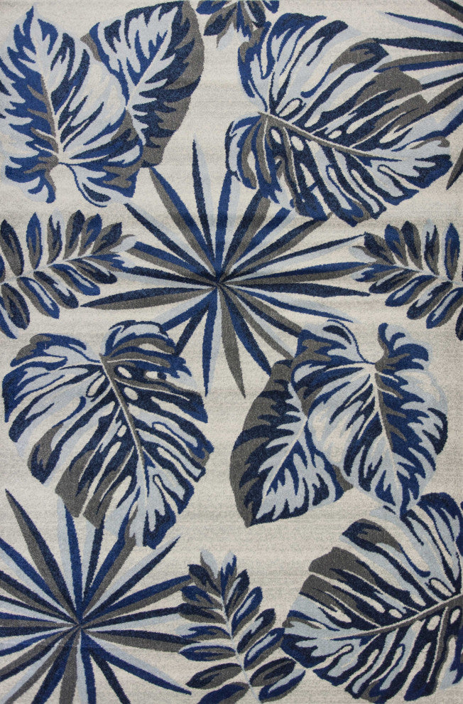 HomeRoots 5'x8' Grey Blue Machine Woven Tropical Indoor Area Rug