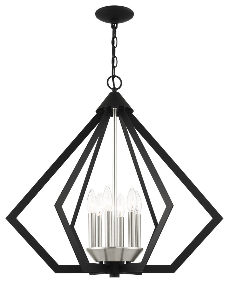 Black With Brushed Nickel Cluster Modern Chandelier