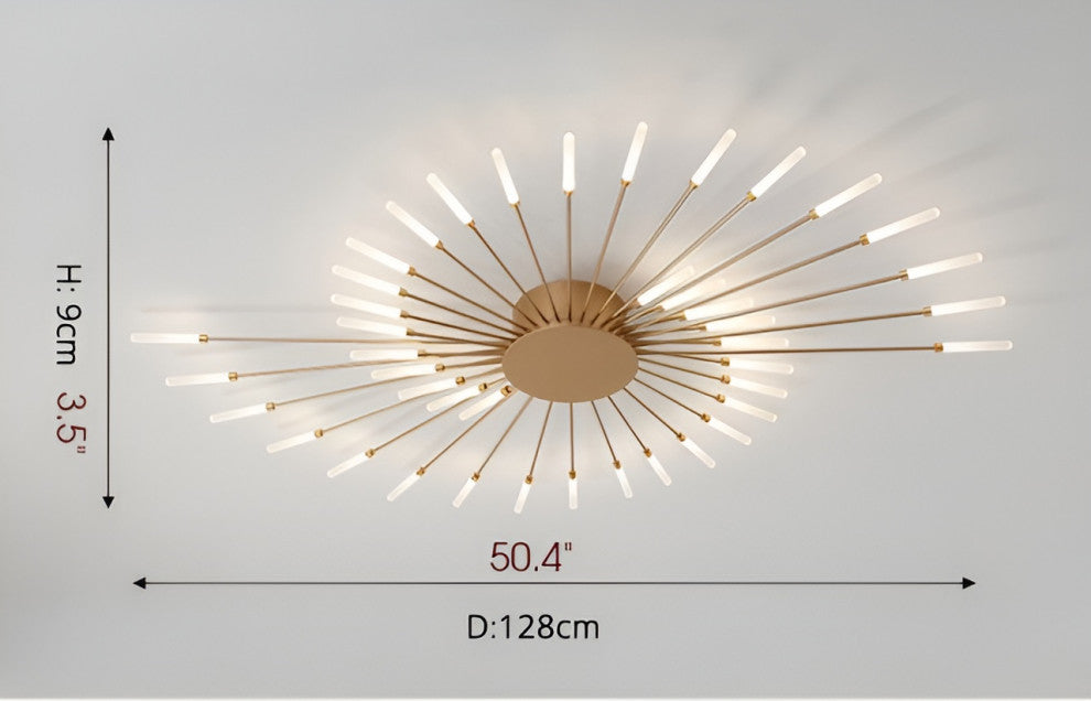 Yverdon-les-Bains | Creative Spiral LED Ceiling Light, Gold, 42 Heads