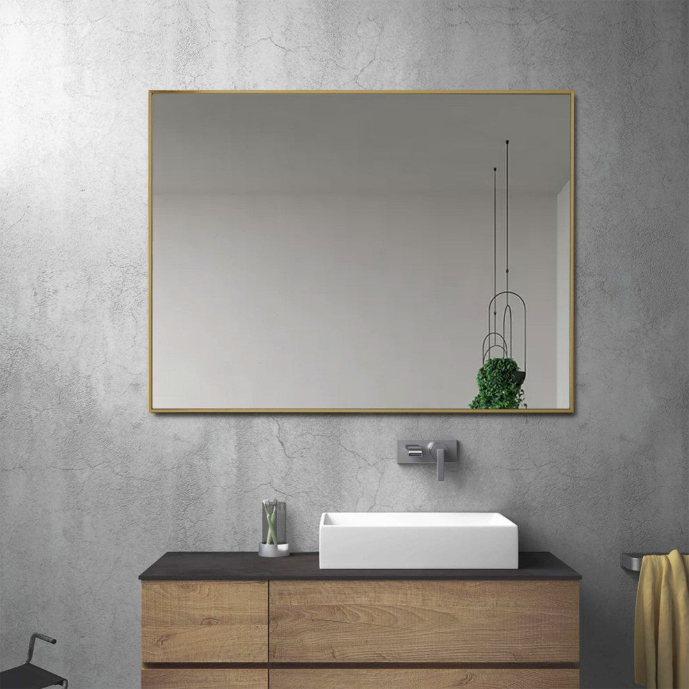 Vanta Metal Framed Wall Mirror with Dual Mounting Brackets, Gold, 31.5 in. X 23.6 in.