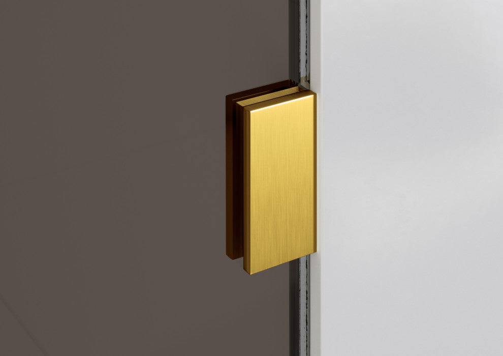 Ursa 30"x78" Frameless Fixed Glass Shower Panel With Bronze Tint, Satin Brass