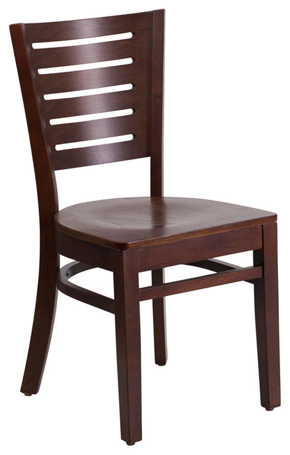 Modern Slat Back Walnut Wood Restaurant Chair