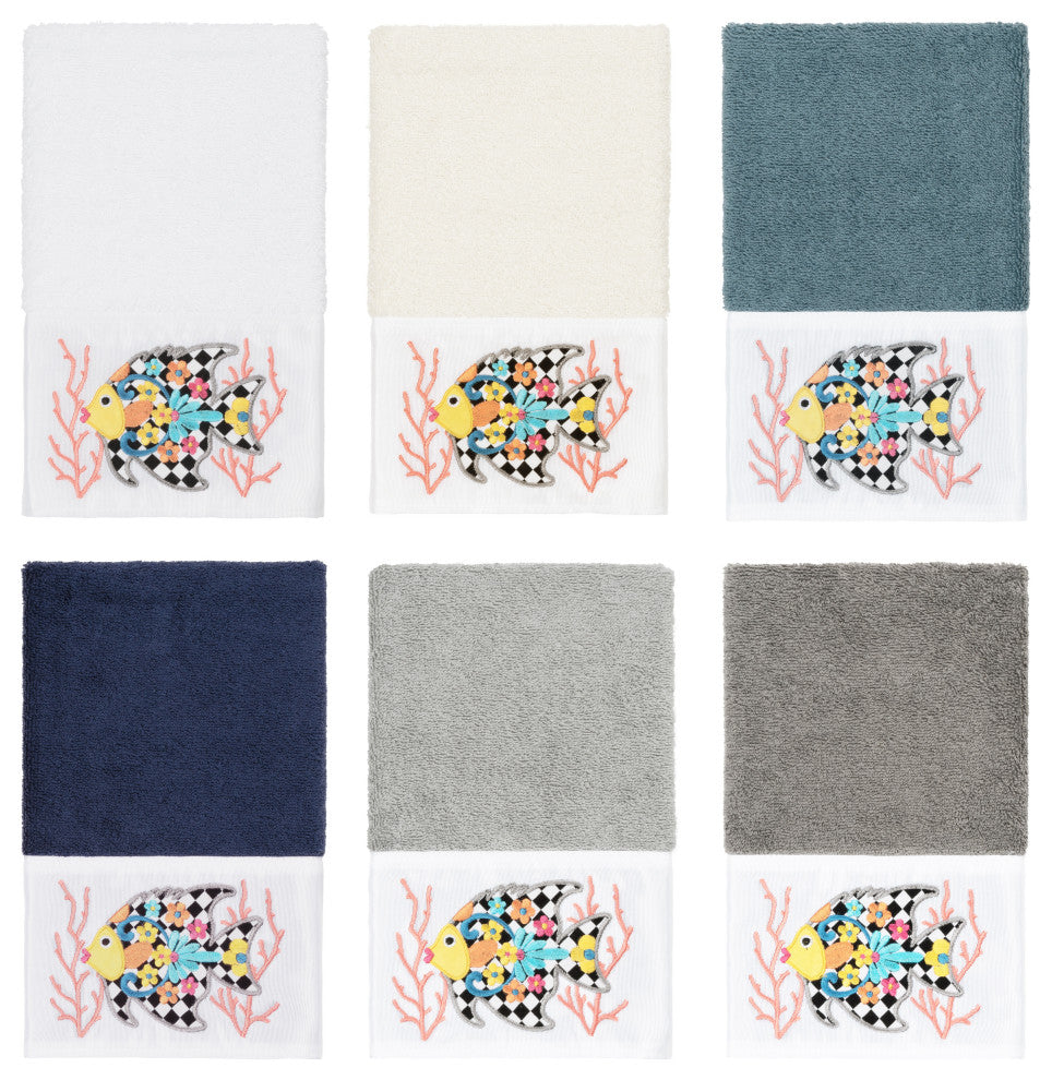Linum Home Textiles Turkish Cotton Feliz Embellished Hand Towel, Teal