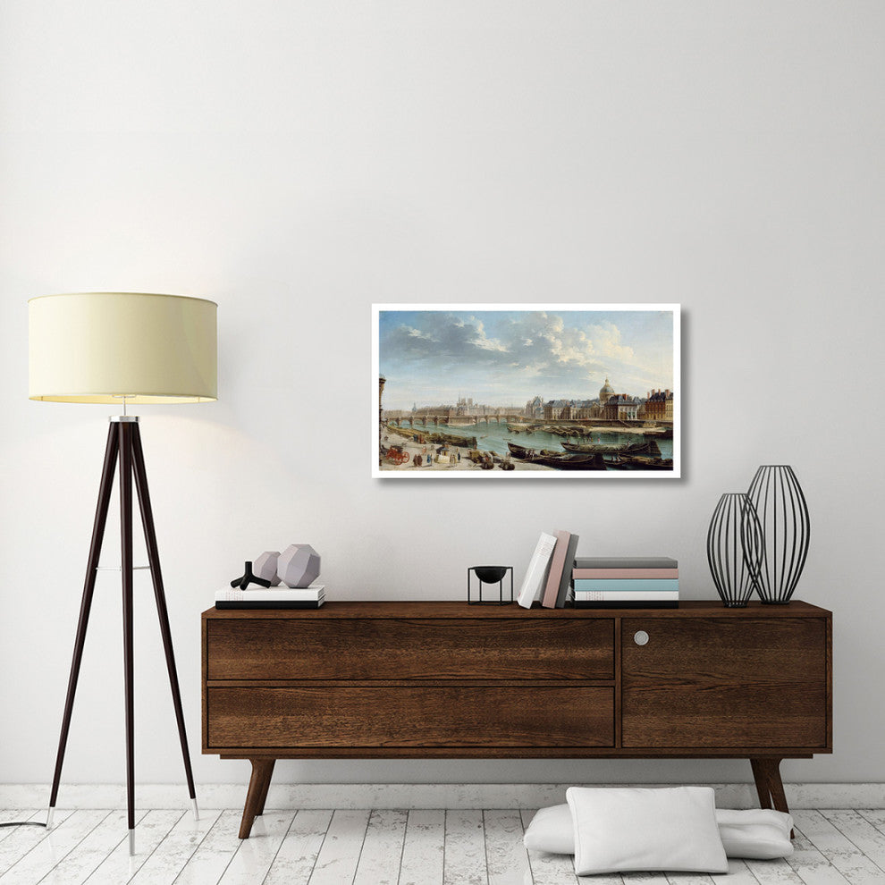 "A View of Paris with the Ile de la Cite" Paper Art, 42"x24"