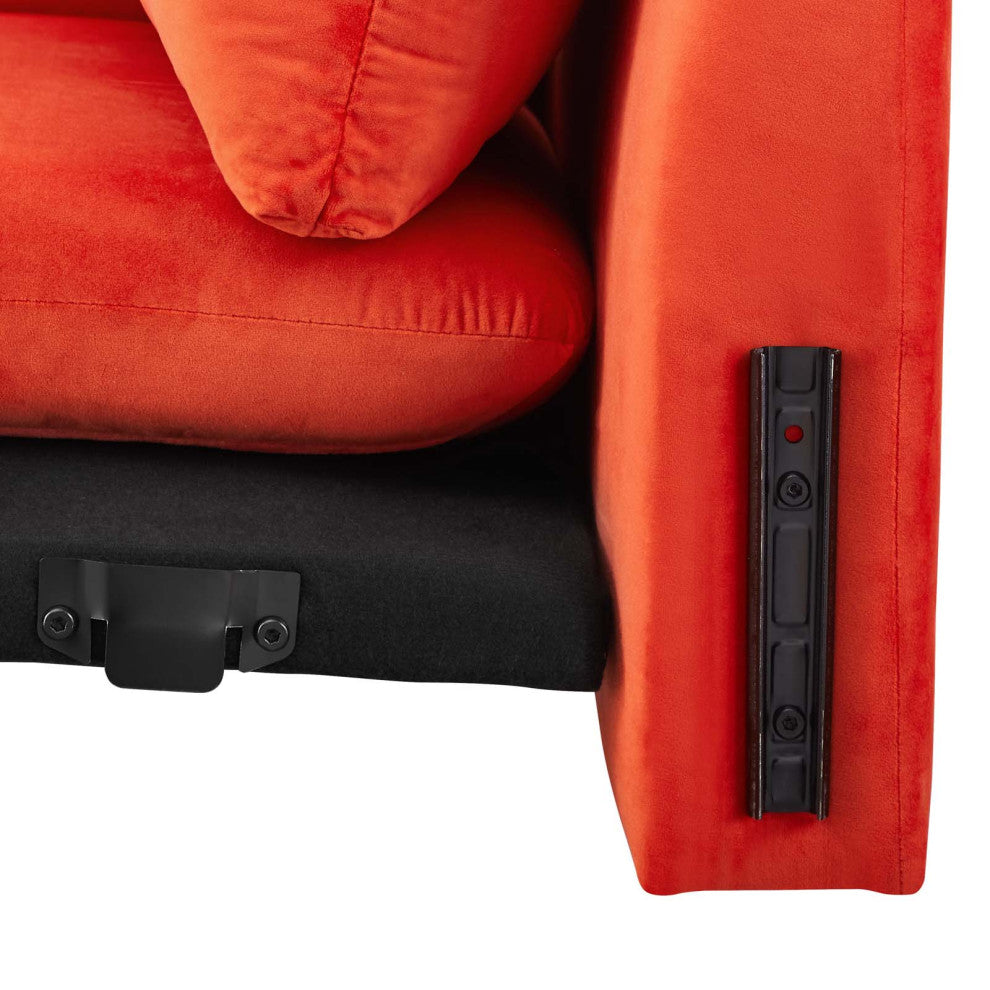 Armchair Accent Chair, Velvet, Orange, Modern, Living Lounge Hotel Hospitality
