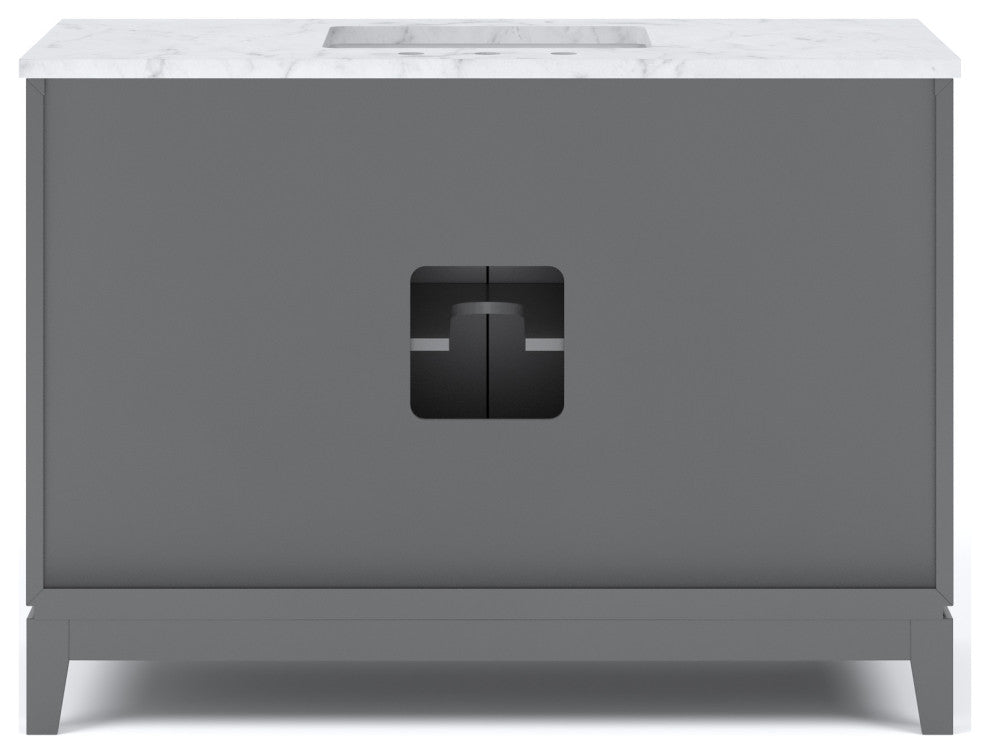 Elizabeth 48" Single Sink Carrara White Marble Vanity, Cashmere Gray