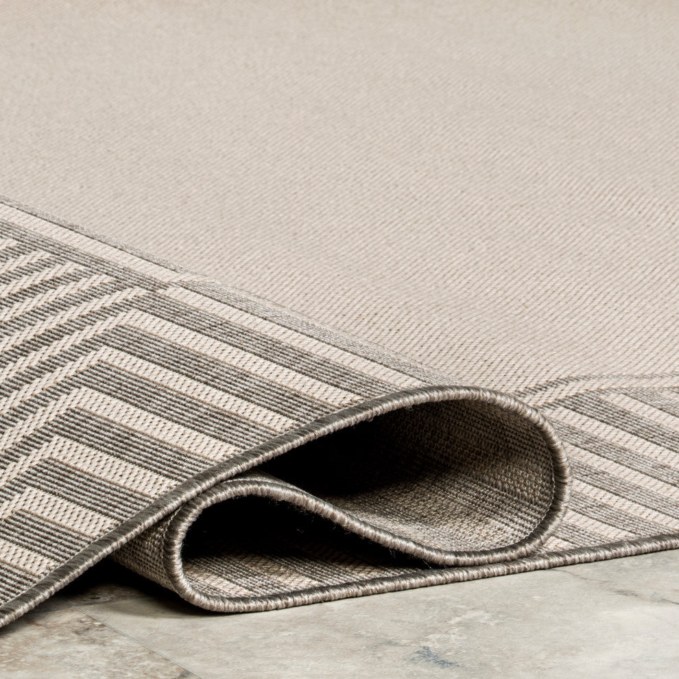 Nuloom Asha Simple Border Indoor/Outdoor Area Rug, Light Grey 2'x8'