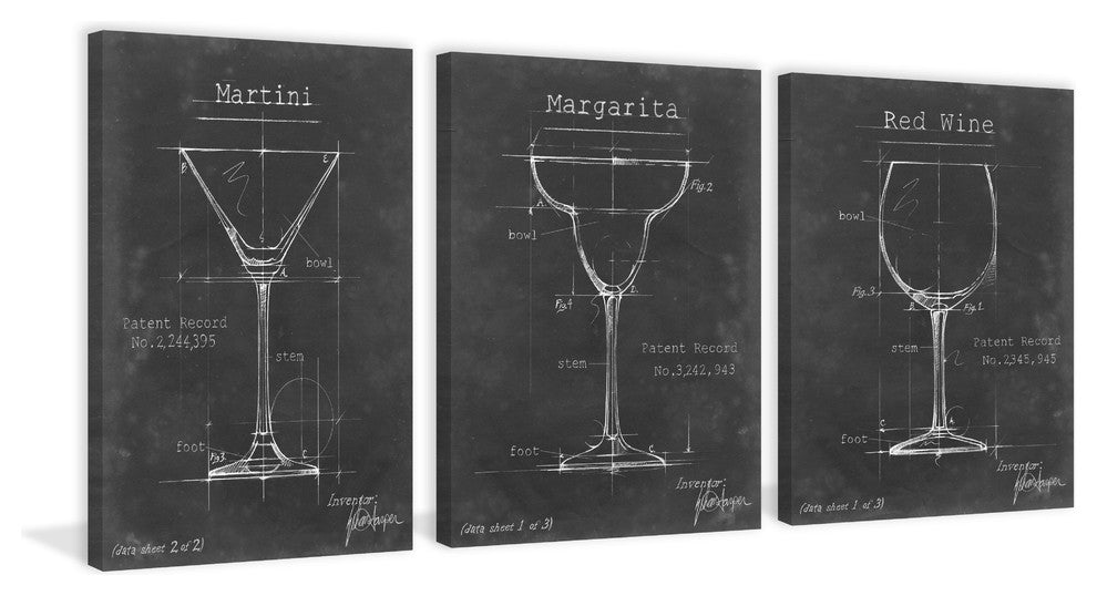 Barware Blueprint XI Triptych, 36"x18"