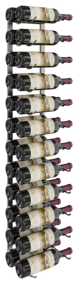 W Series Wine Rack 4 Wall Mounted Metal Bottle Storage, Gunmetal, 24 Bottles (Double Deep)