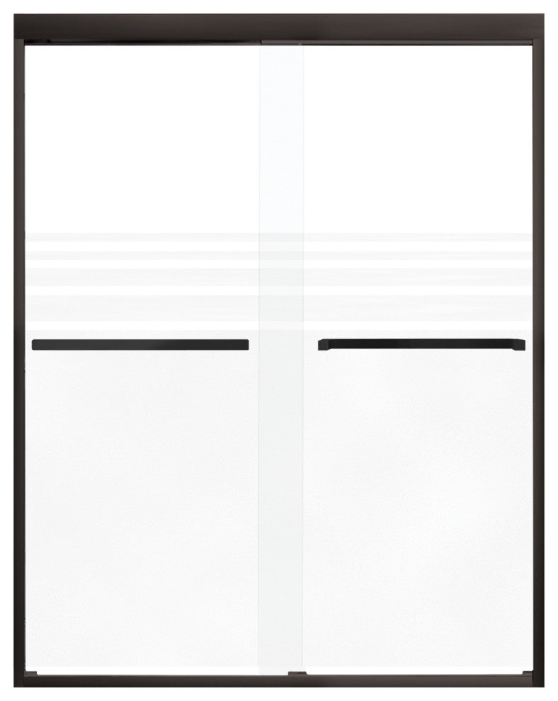 Frederick 47 in. W x 70 in. H Shower Door in Matte Black with Frosted Glass