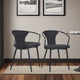 Francis Dining Chair, Black Powder Coated Finish and Black Fabric