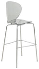 LeisureMod Oyster Acrylic Barstool With Steel Frame in Chrome Finish, Smoke