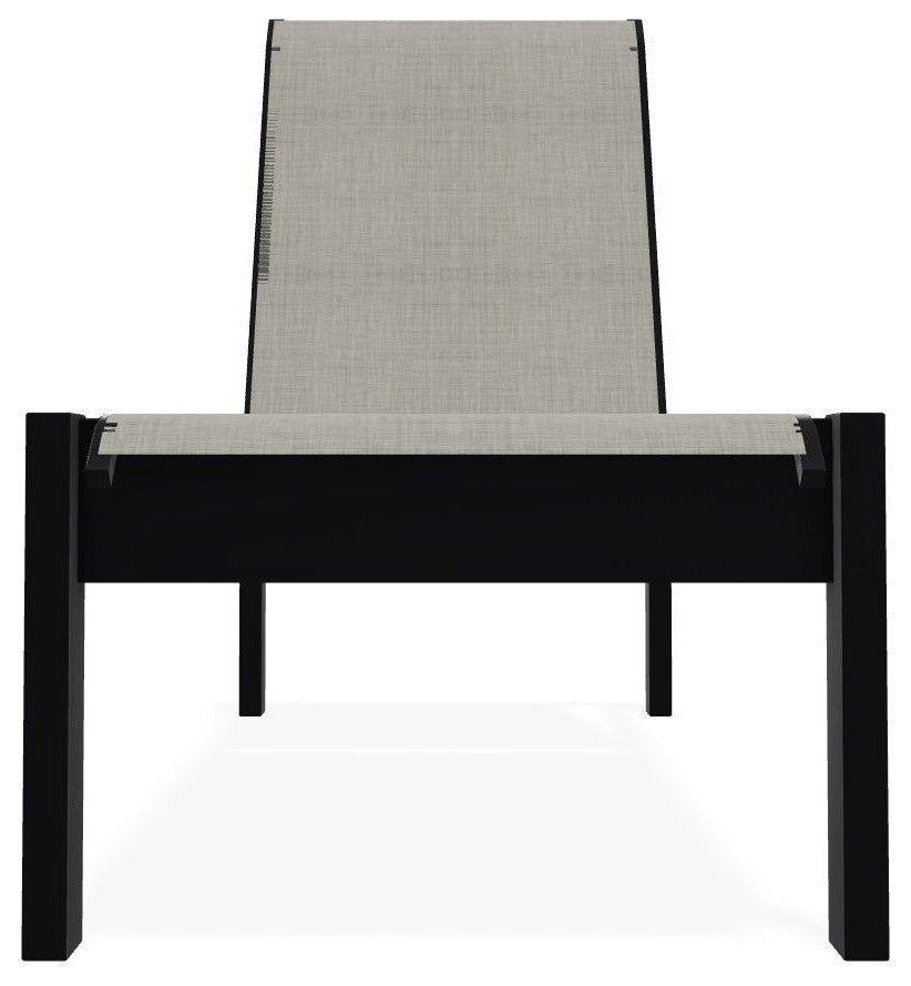 Leeward Sling Stackable Outdoor Chaise Lounge, Ella/Black
