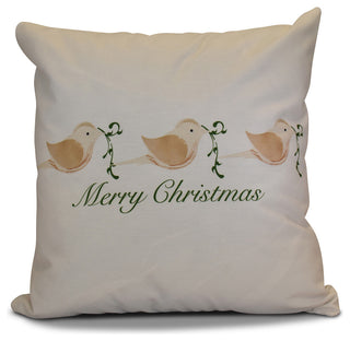 Decorative Holiday Pillow, Word Print, Brown, 26"x26"