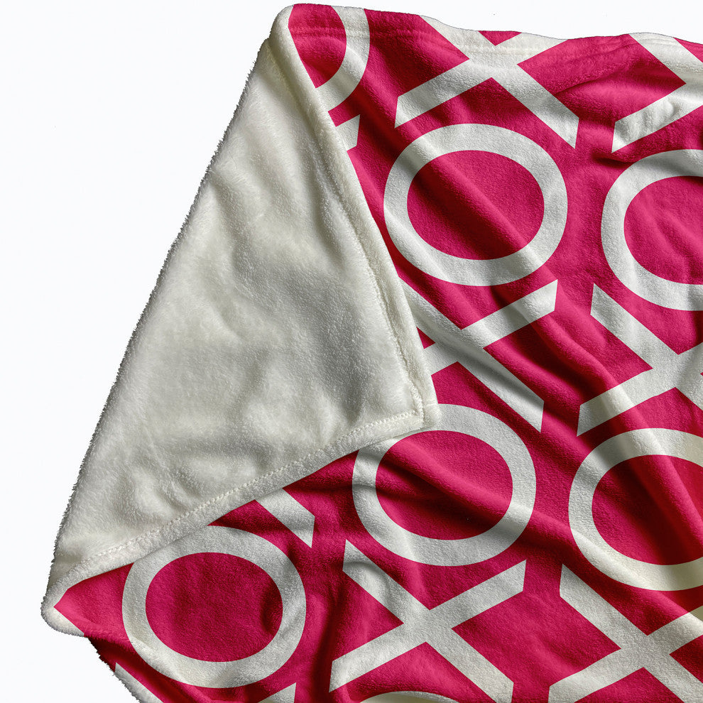 60 x 80 in Hugs and Kisses Valentine's Throw Blanket, Fuschia