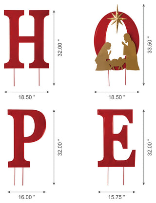 32"H Lighted Metal HOPE Yard Stake or Standing Decor or Wall Decor