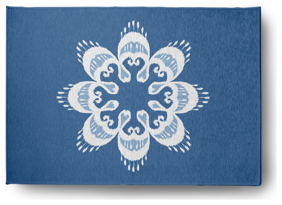 Ikat Mandala Chenille Rug, Blue, 5'x7'