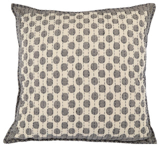 Artisan Hand Loomed Cotton Square Pillow Cover, Dots, Gray , 24"