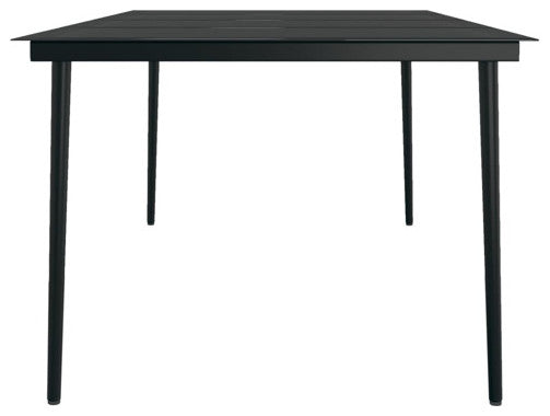 vidaXL Patio Dining Table Black Steel and Glass Garden Dinner Desk Furniture