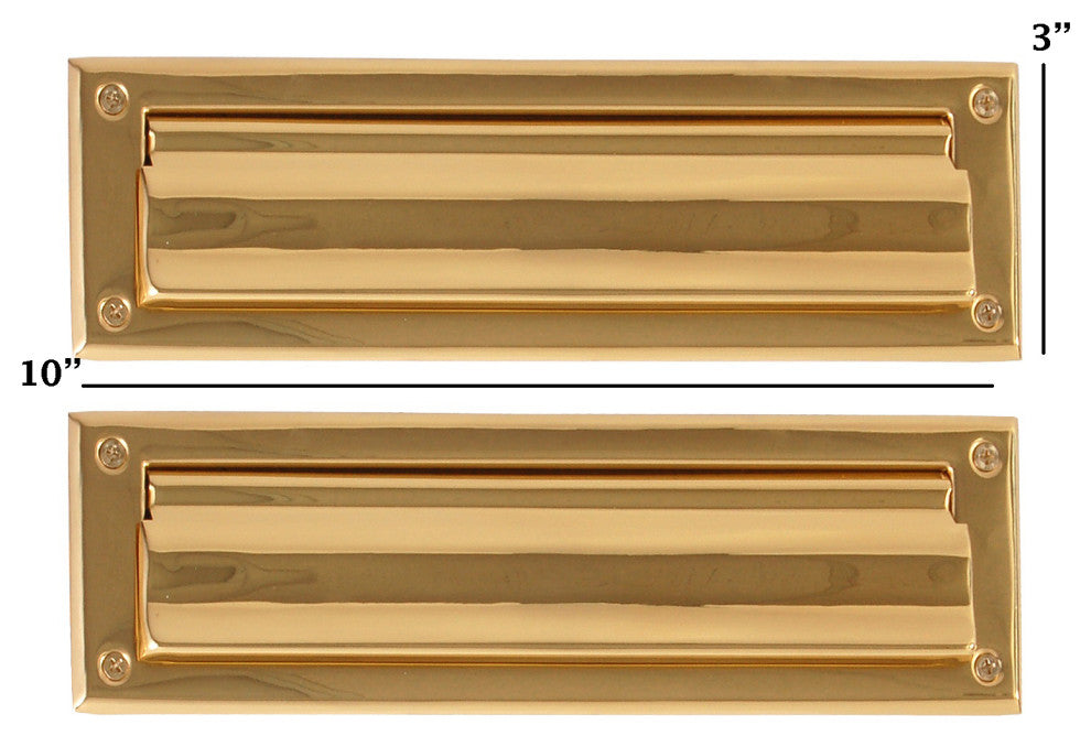 Mail Slot 3"x10", PVD Polished Brass