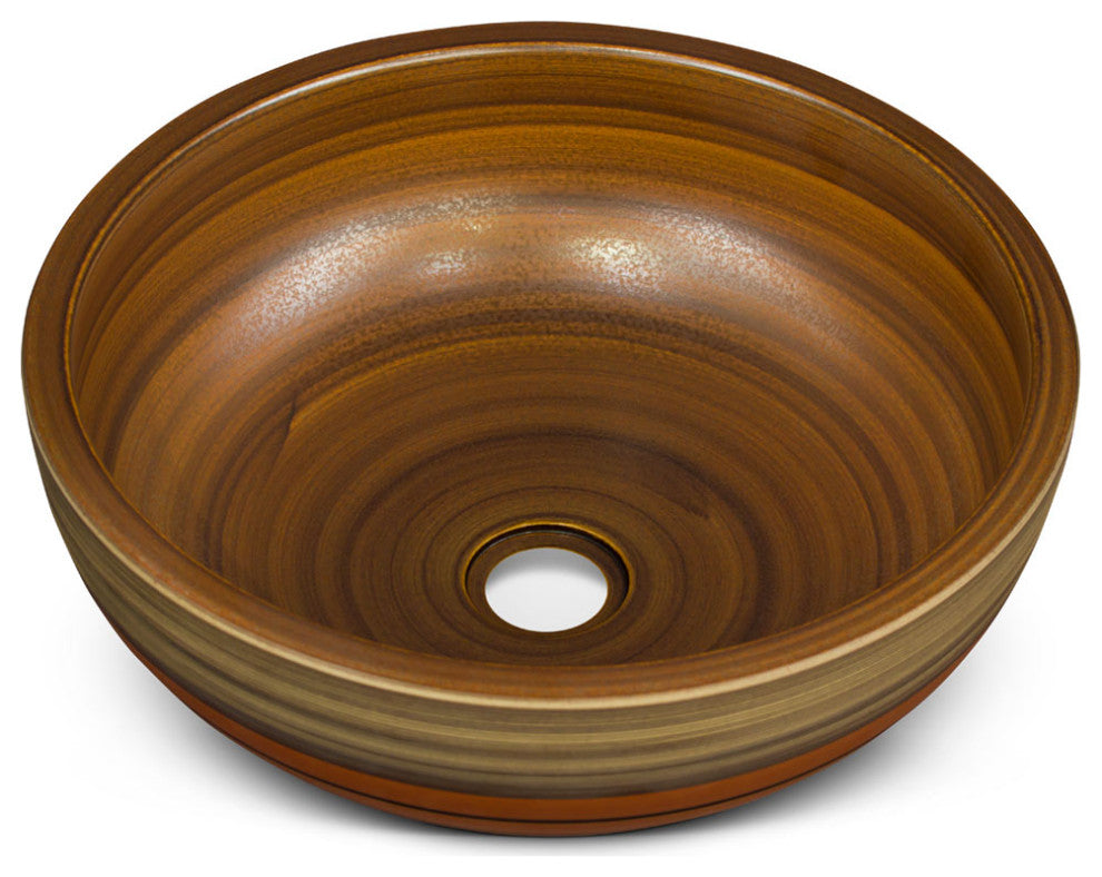 16in Earth Tone Oriental Porcelain Basin