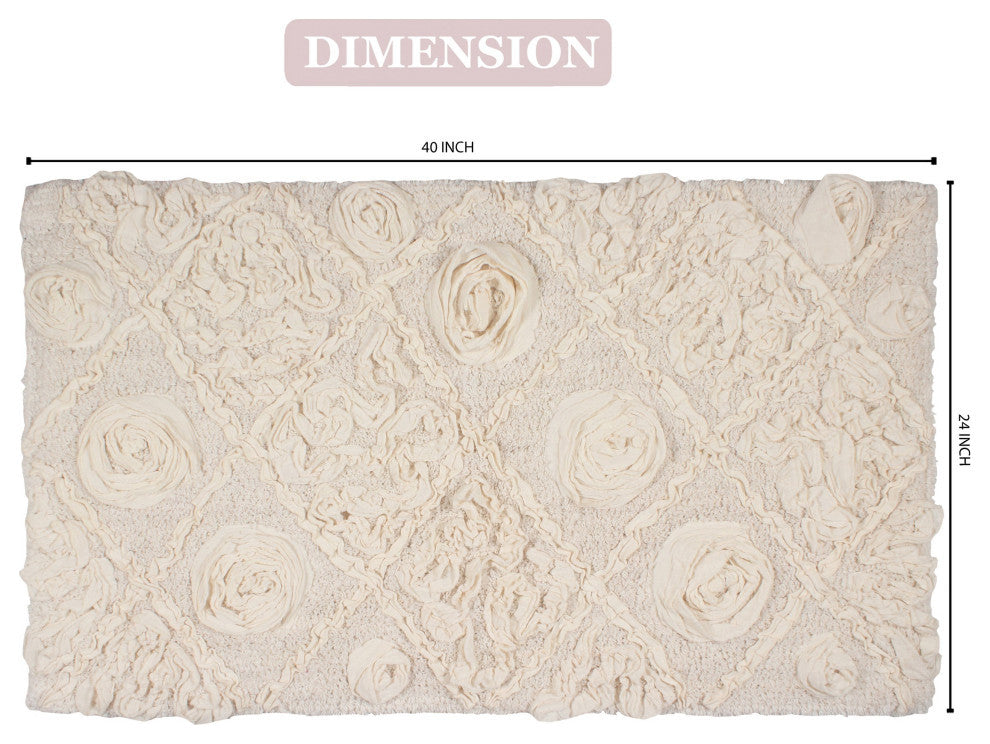 Modesto Bath Rug Bath Rug Set, Machine Wash, 24x40" Rectangle, Ivory
