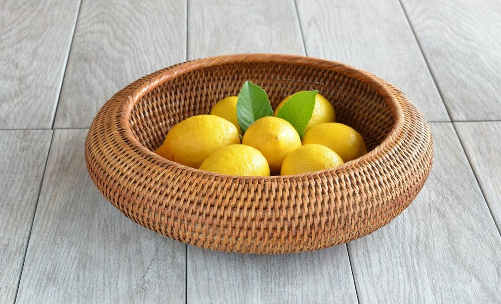 La Jolla Rattan Fruit Bowl, Honey-Brown