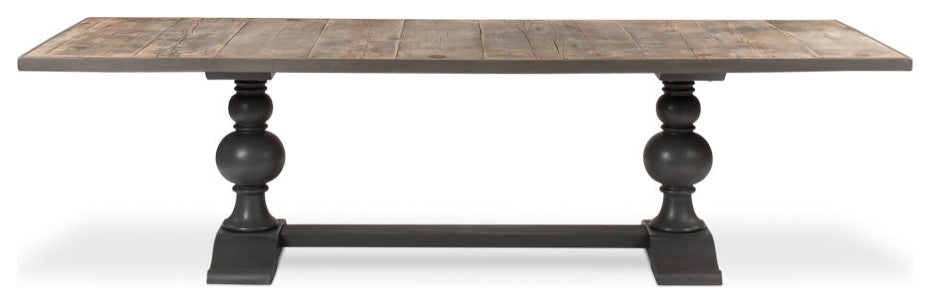 108" Gray Rectangular Trestle Dining Table for 8 People