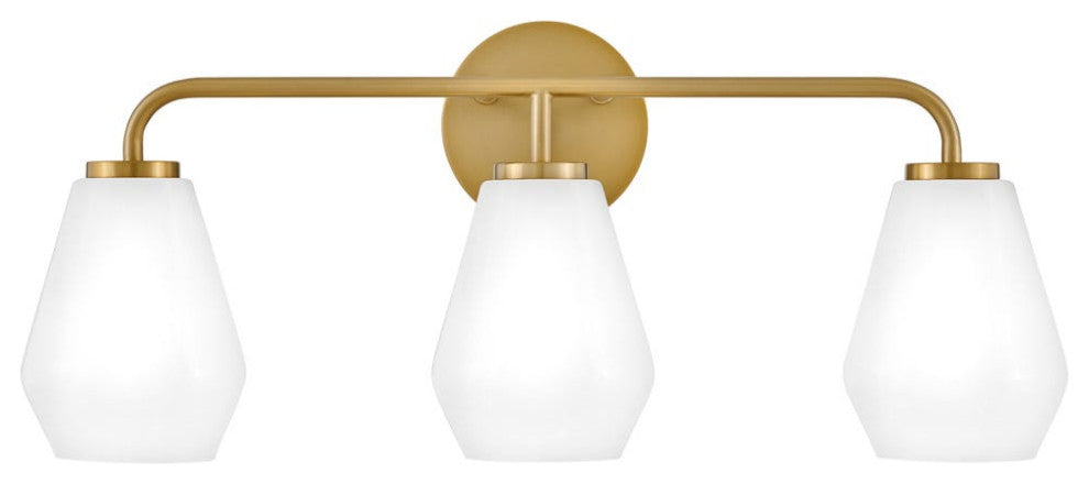 Lark Gio 24" Three-Light Bath Vanity Fixture, Lacquered Brass