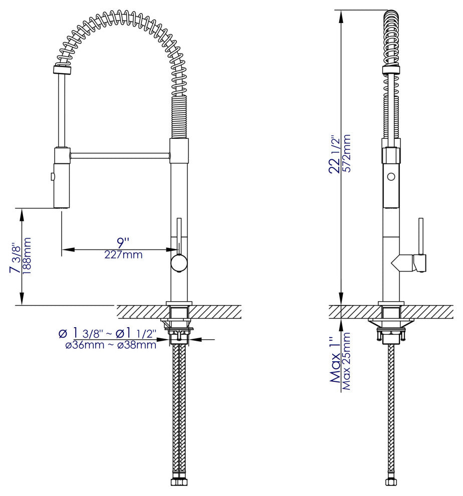 Polished Chrome Commercial Spring Kitchen Faucet