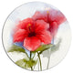 Watercolor Painting Red Hibiscus Flower, Floral Disc Metal Artwork, 11"