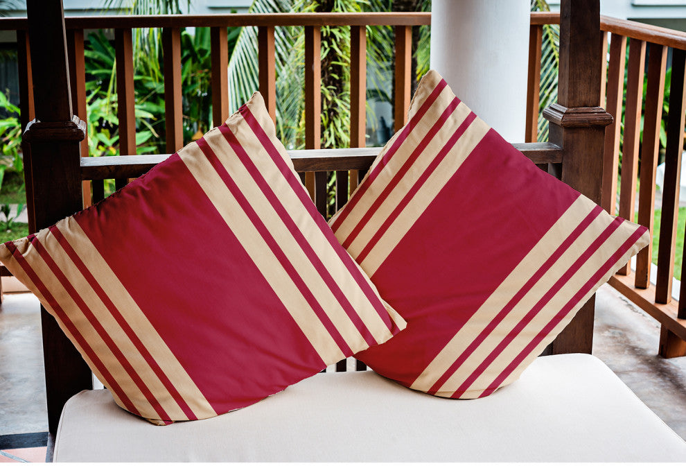 18" x 18" Stripe Indoor/Outdoor Polyester Throw Pillow, Cranberry