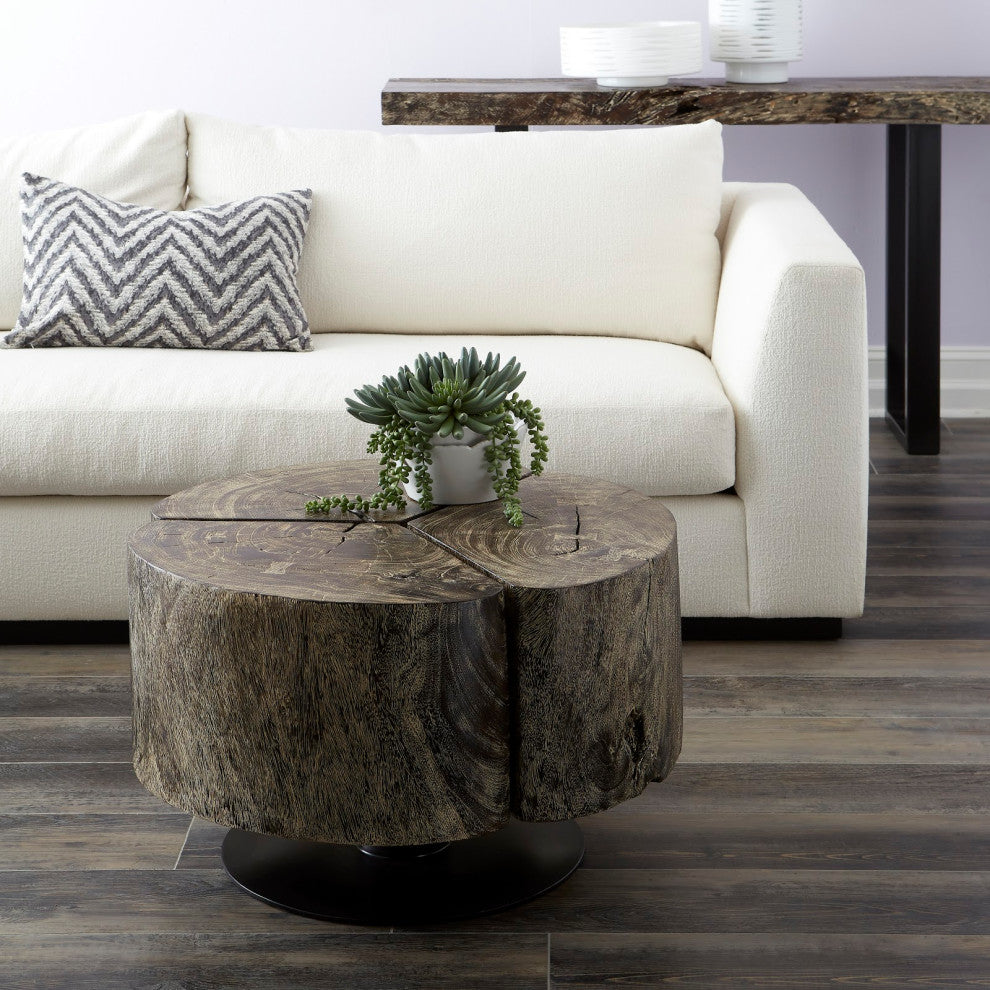 Clover Coffee Table, Chamcha Wood, Gray Stone