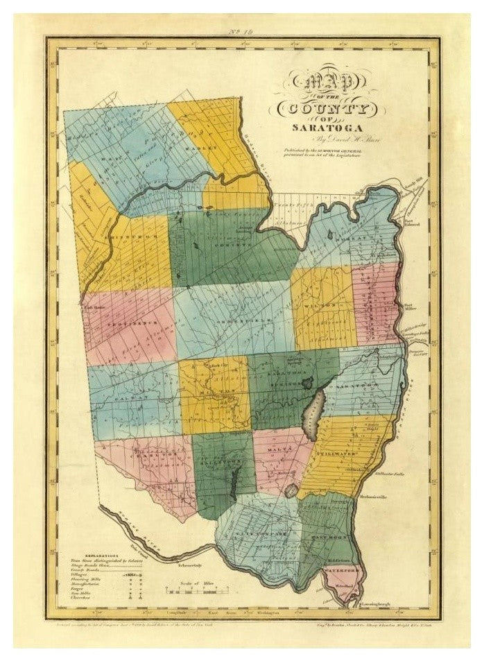 "New York - Saratoga County, 1829" Digital Paper Print by David H. Burr, 18"x24"