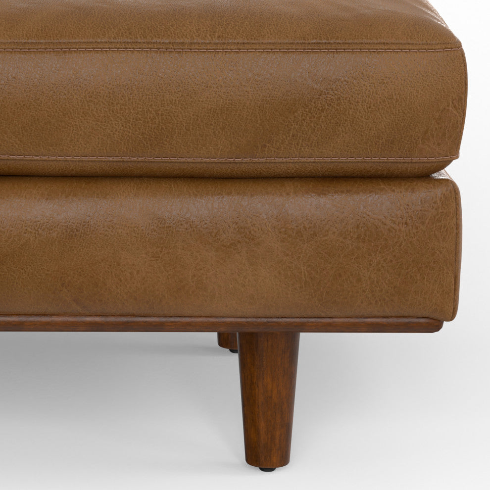 Morrison Large Rectangular Ottoman, Caramel Brown, 49"