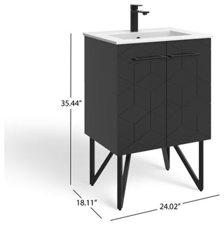 The Forma Bathroom Vanity, Black, 24", Single Sink, Freestanding