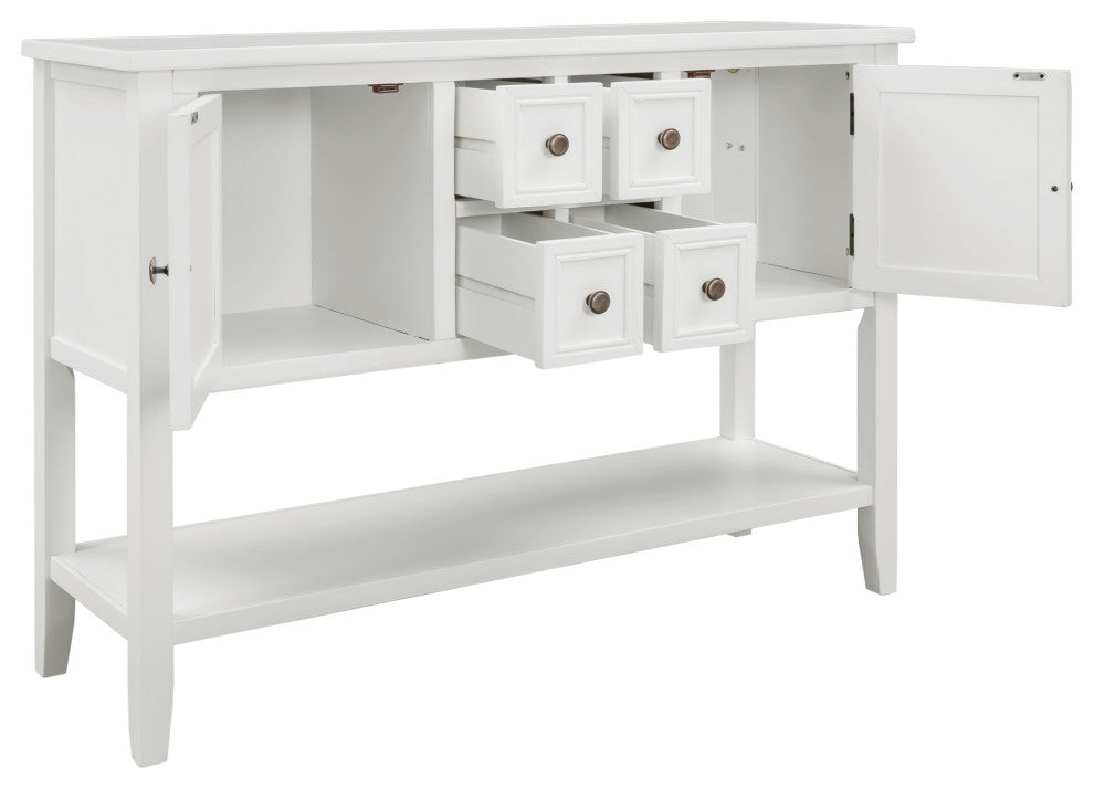 TATEUS 46" Console Table Buffet Sideboard Storage Drawers Cabinets Sofa Tables, White