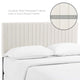 Contemporary Modern Full and Queen Size Headbaord, Velvet Fabric, Ivory White