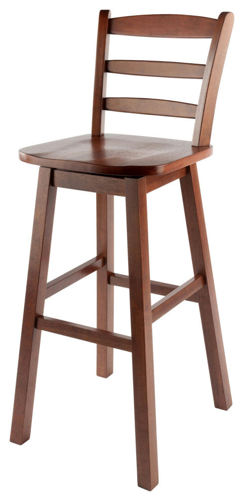 Scalera Ladder Back Swivel Seat Bar Stool, Walnut
