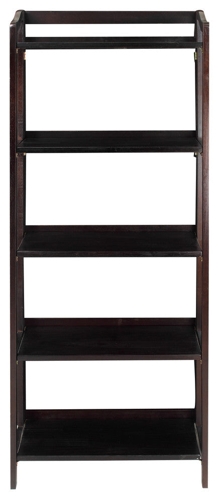 Stratford 3-Shelf Folding Bookcase, Espresso, 5-Shelf