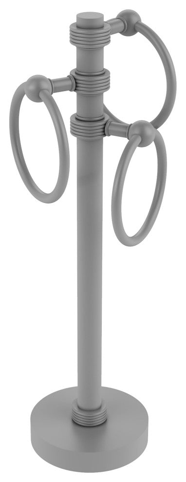 Vanity Top 3 Towel Ring with Groovy Accents, Matte Gray