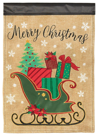 Sleigh Merry Christmas Flag, Garden