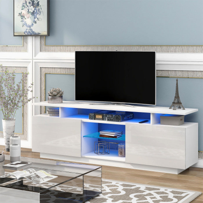 Modern TV Stand with LEDs White Particle Board TV cabinet