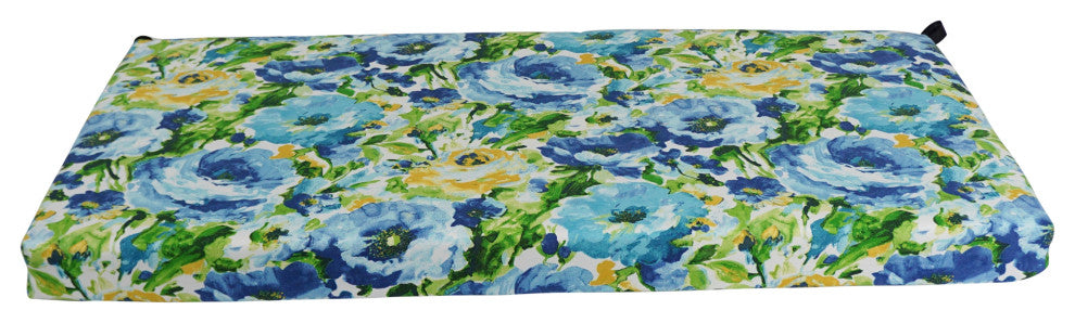 45"X19" Patterned Outdoor Spun Polyester Loveseat Cushion, Lesandra Sunblue