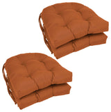 16" Solid Twill U-Shaped Tufted Chair Cushions, Set of 4, Spice