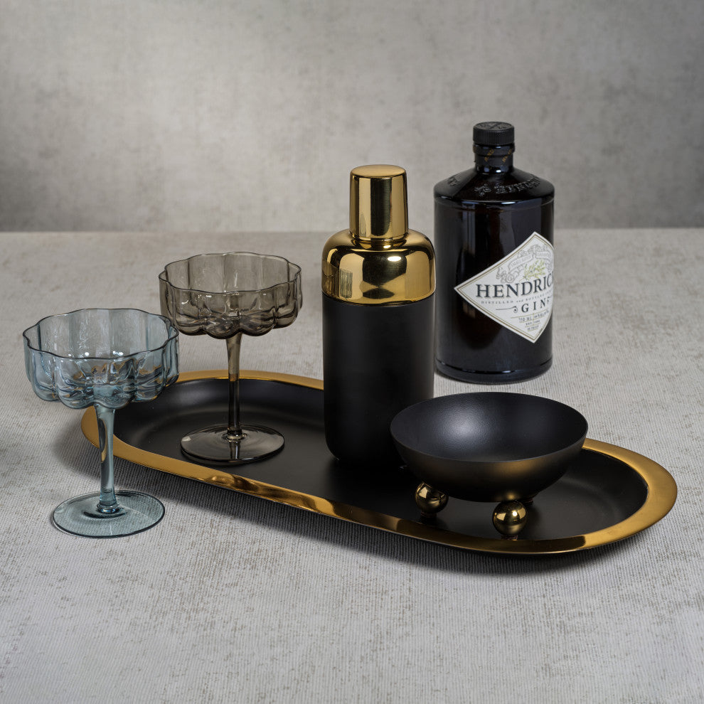 Reinhard 4-Piece Set Handblown Coupe Glasses, Smoke