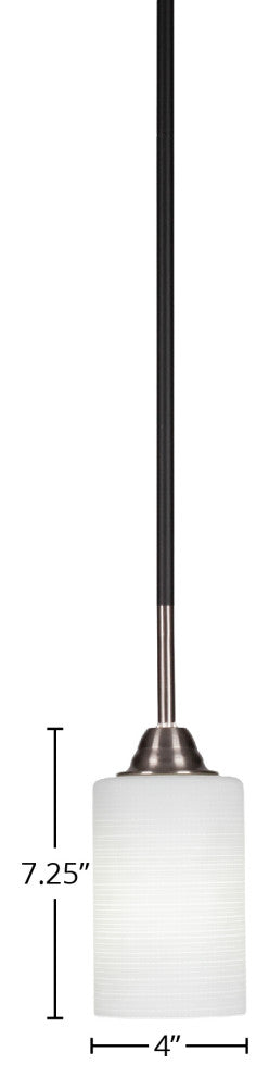 Paramount Mini Pendant, Matte Black & Brushed Nickel, 4" White Matrix